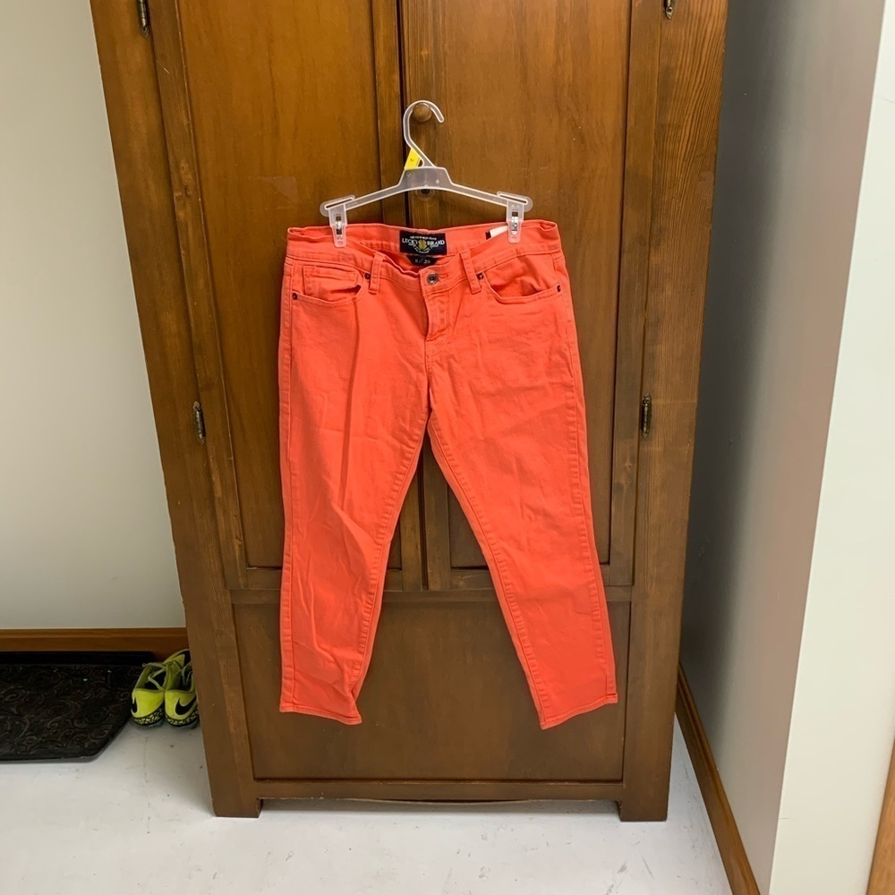 Lucky Brand Zoe Straight Capri Jeans Tangerine Size 829 98 Cotton